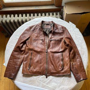 Vintage Coach Chestnut Brown Leather Racer Jacket Size M Original Owner